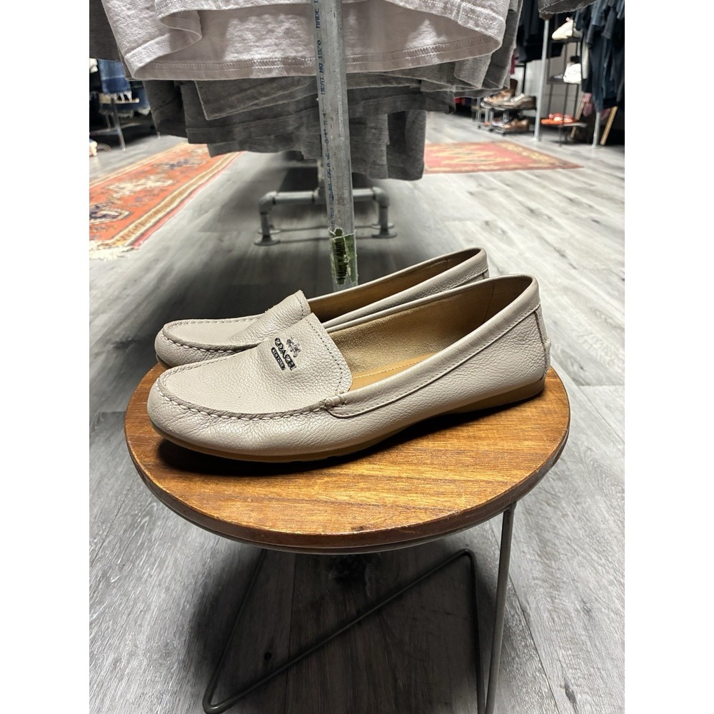 Coach Marley Drivers Pebbled Gray Leather Slip On Loafers Women's US 8.5
